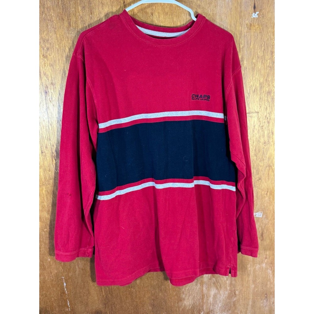 Vintage Chaps Ralph Lauren Long‎ Sleeve Shirt Red Large L
